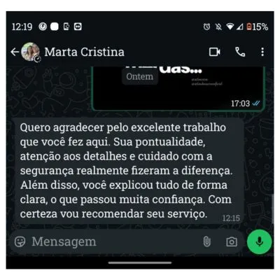 Depoimento de cliente - Serviço de eletricista em nilopolis